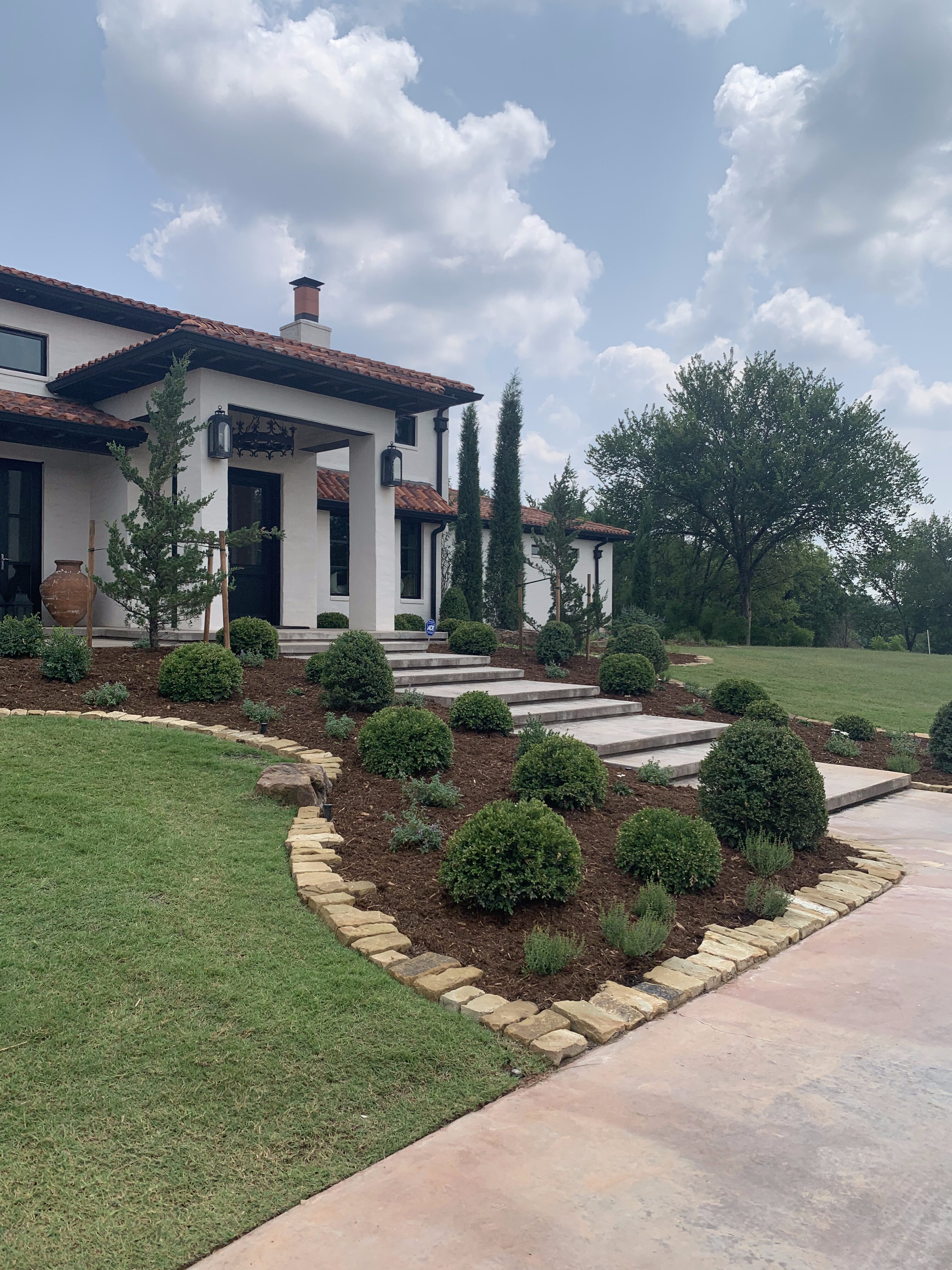 Arcadia landscape design with front yard stairs