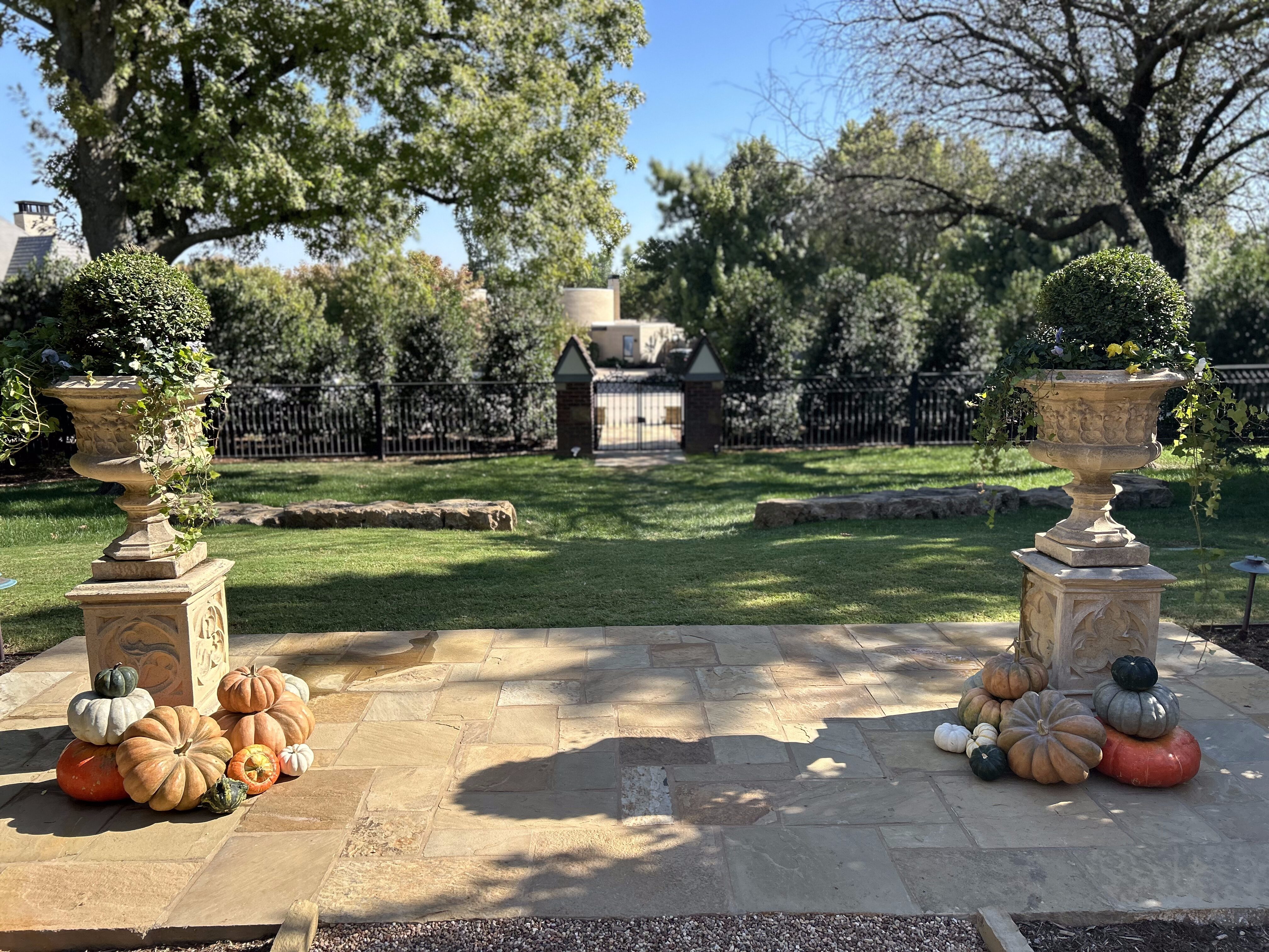 Paver porch with English garden planter design
