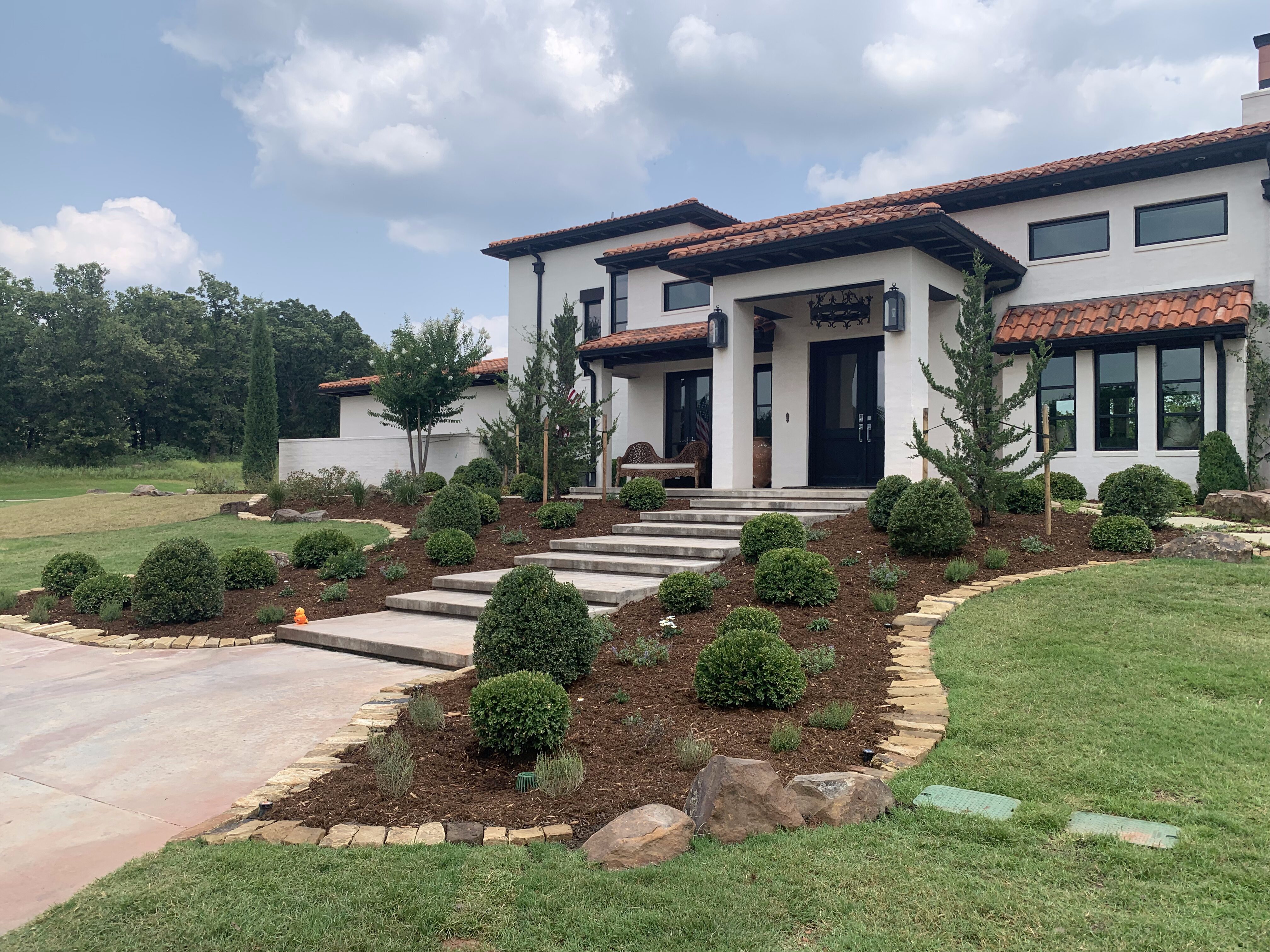 Arcadia landscape design full front yard with stairs