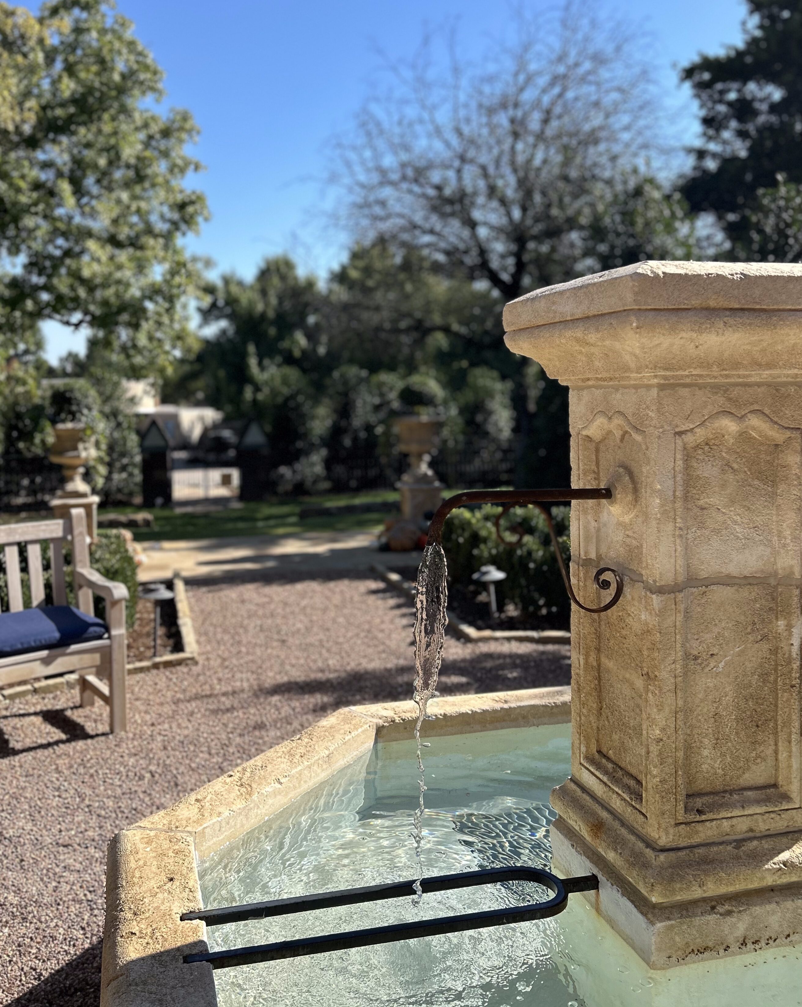 Close photo of water fountain and courtyard in Oklahoma